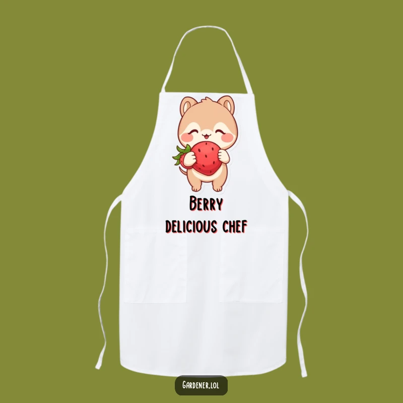 Funny Apron: Animal Loves Berries, Cute Humorous Gag Gift for Foodies