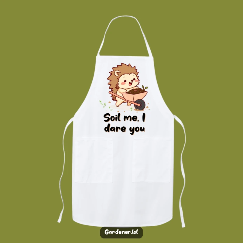 Funny Chubby Hedgehog Wheelbarrow Apron - Hilarious Gardener's Kitchen Accessory