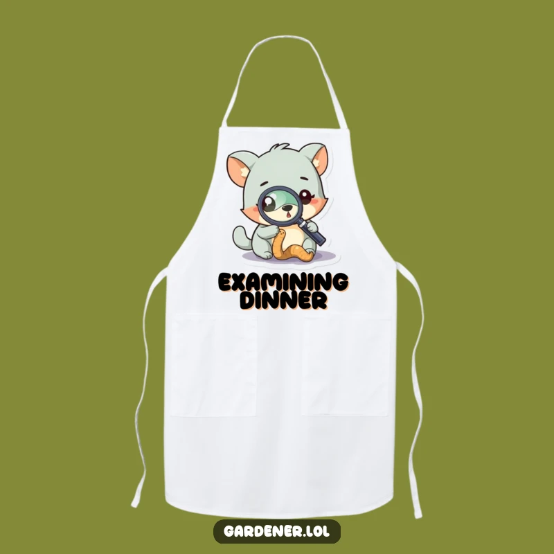 Funny Curious Animal Worm Apron: Magnifying Glass Kitchen Gift