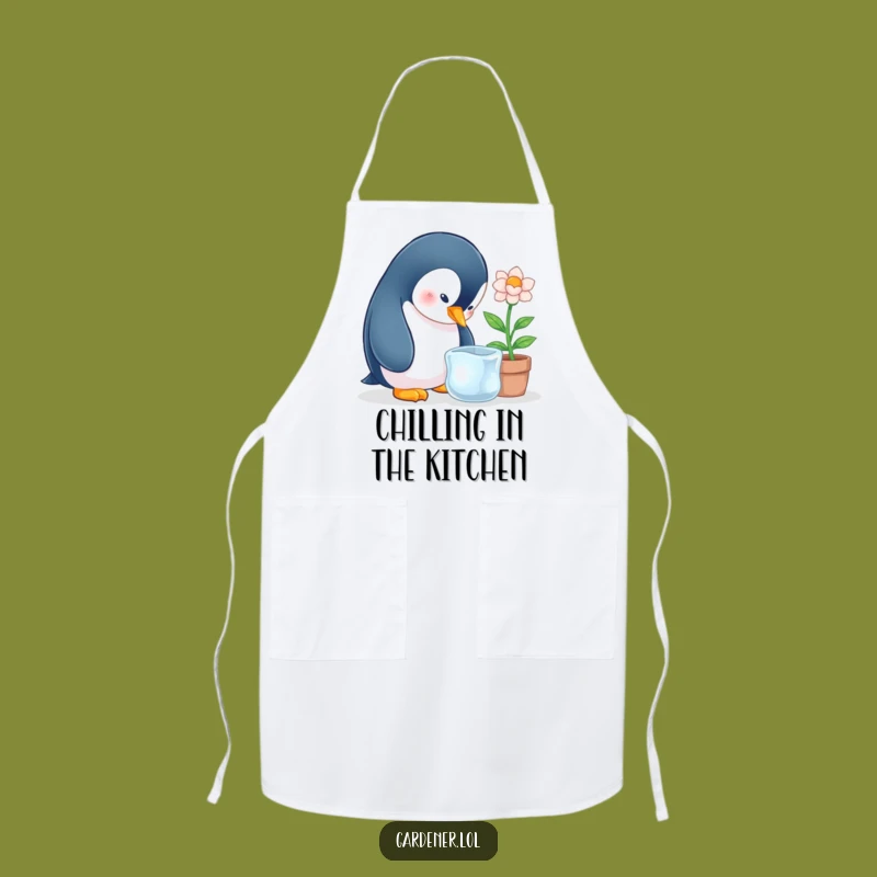Funny Penguin Ice Flower Apron, Kitchen Winter Gardener Wear