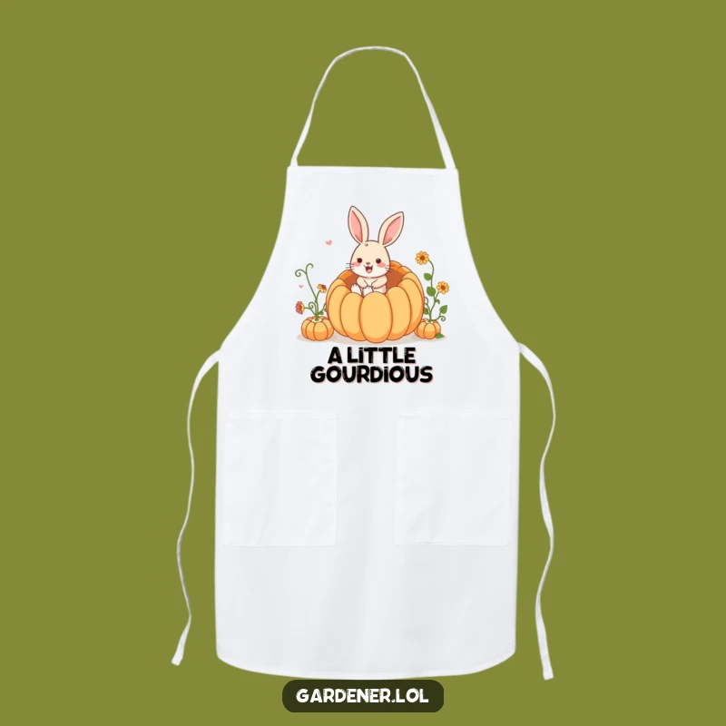 Funny Rabbit Gardener Apron: Playful Bunny Hops Into Pumpkin, Great Cooking Funny Gift!
