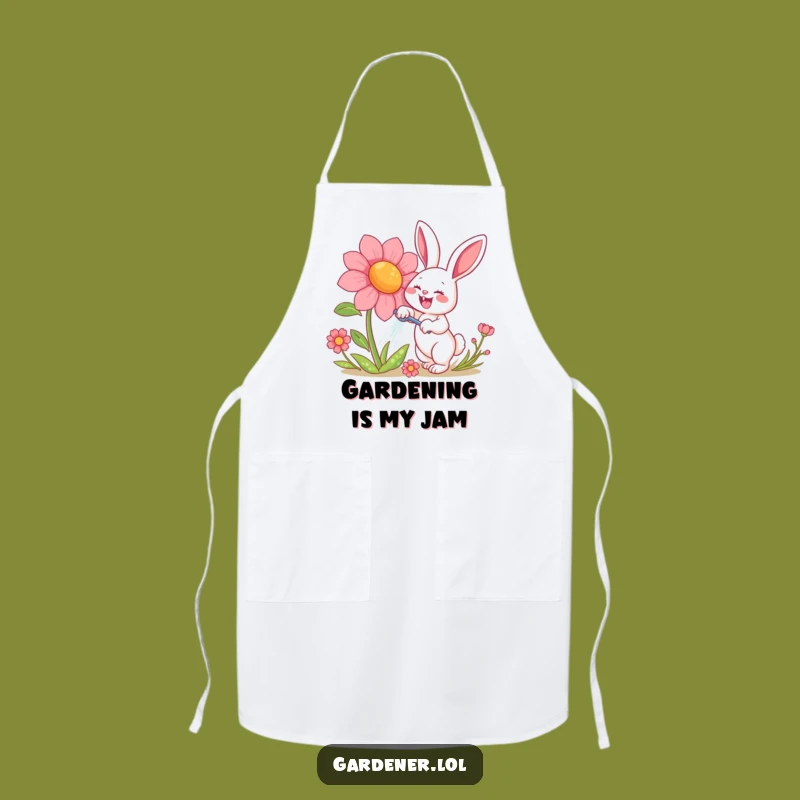 Funny Rabbit Watering Flower Apron - Hilarious Gardening Kitchen Accessory Gift