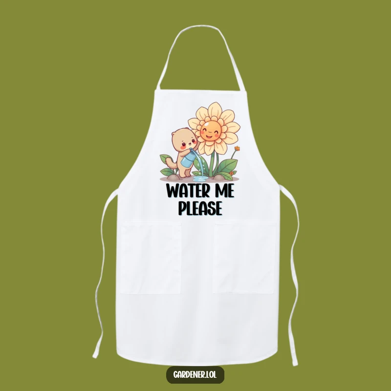 Funny Cute Animal Watering Flower Apron, Chef's Gardening Kitchen Gear