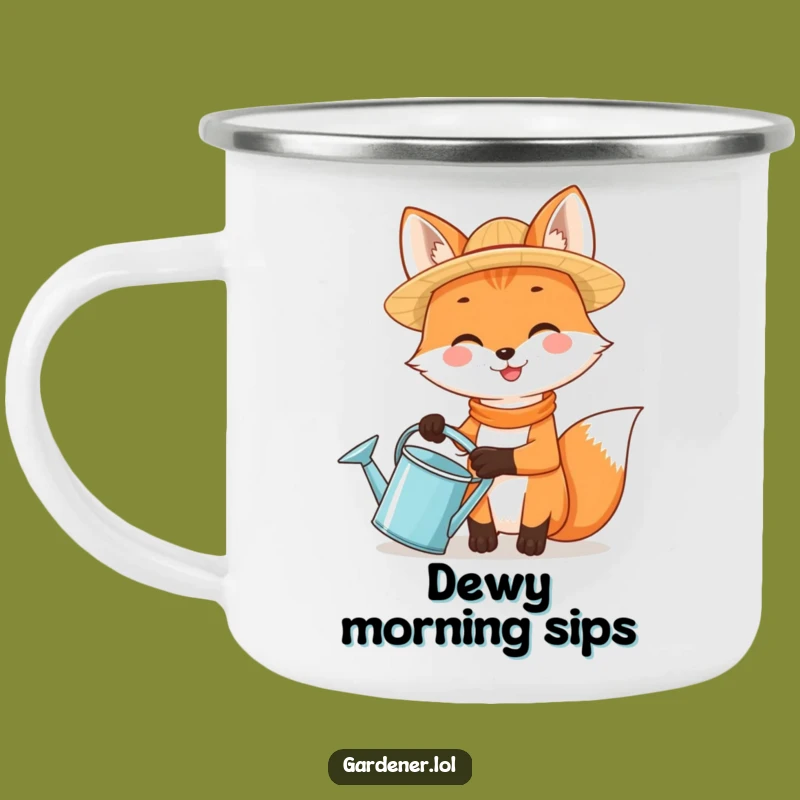 Funny Fox Gardener Camping Mug, Outdoor Watering Drinkware