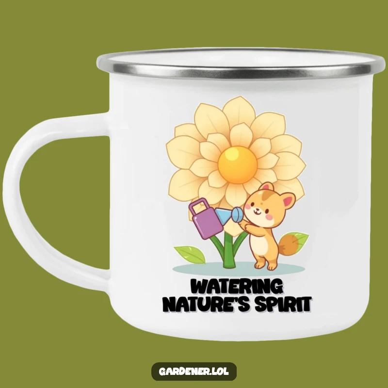 Funny Animal Gardener Camping Mug: Durable Character Watering Flower, Outdoor Nature Gift