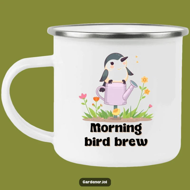 Funny Chickadee Gardener Camping Mug: Durable Chirping Cup, Hilarious Outdoor Gift