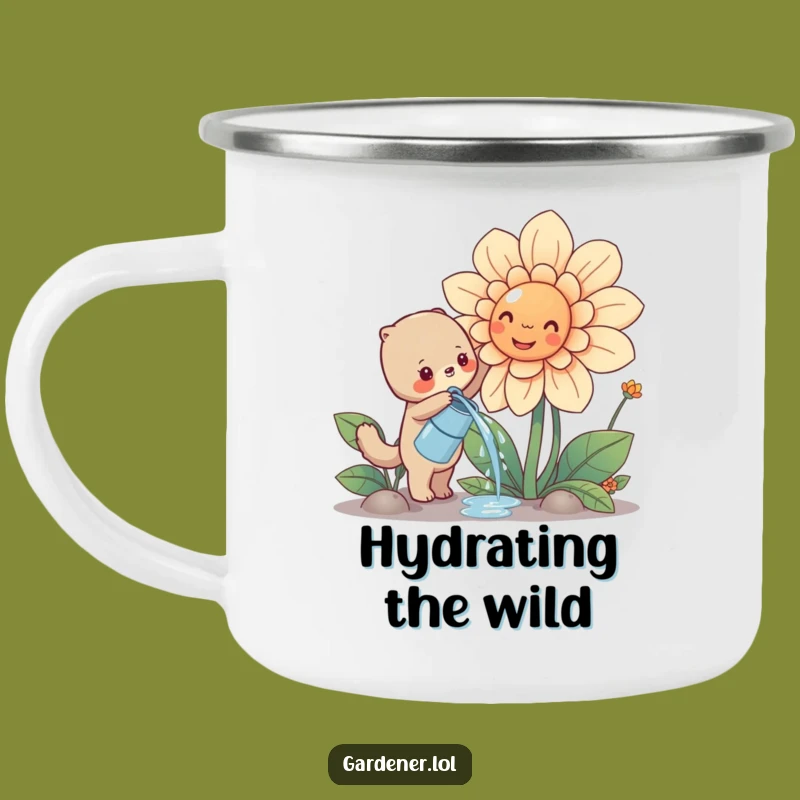 Funny Cute Animal Watering Flower Camping Mug, Outdoor Adventure Drinkware