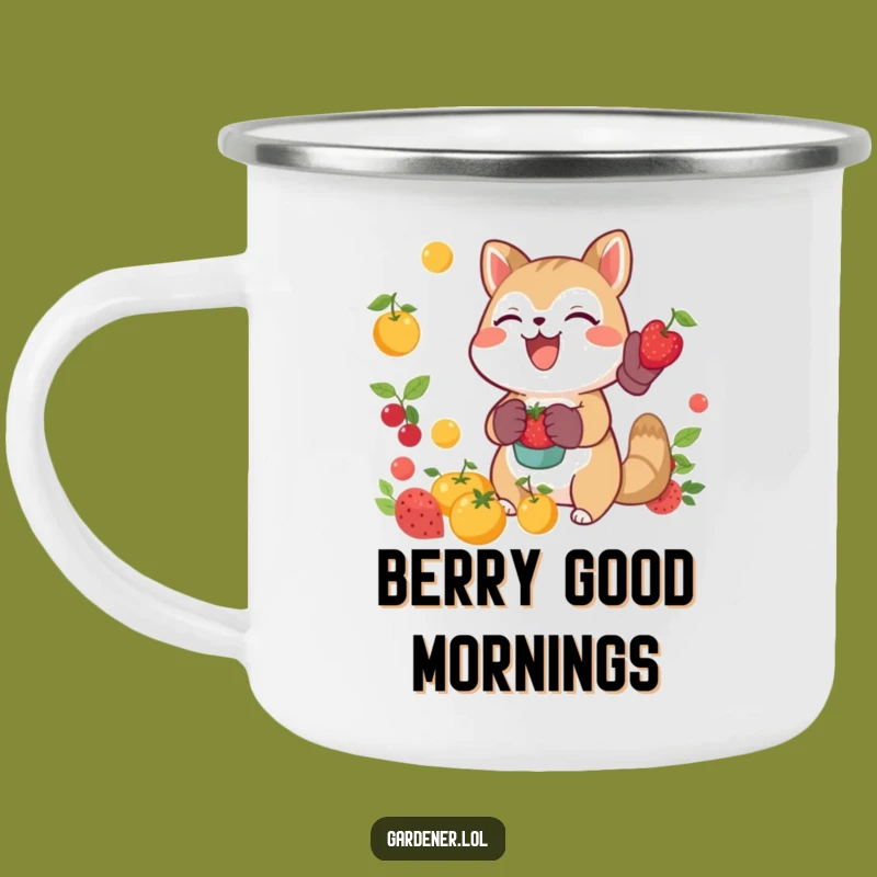 Funny Joyful Animal Catching Fruit Camping Mug, Outdoor Harvest Drinkware