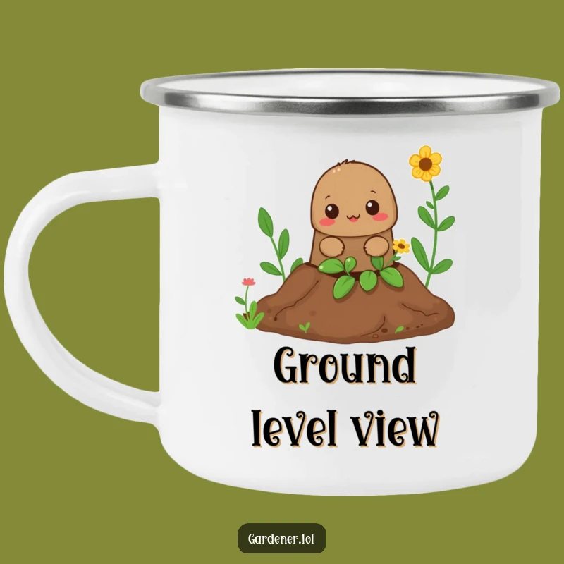 Funny Mole Gardener Camping Mug: Durable Peeking Cup, Hilarious Outdoor Gift