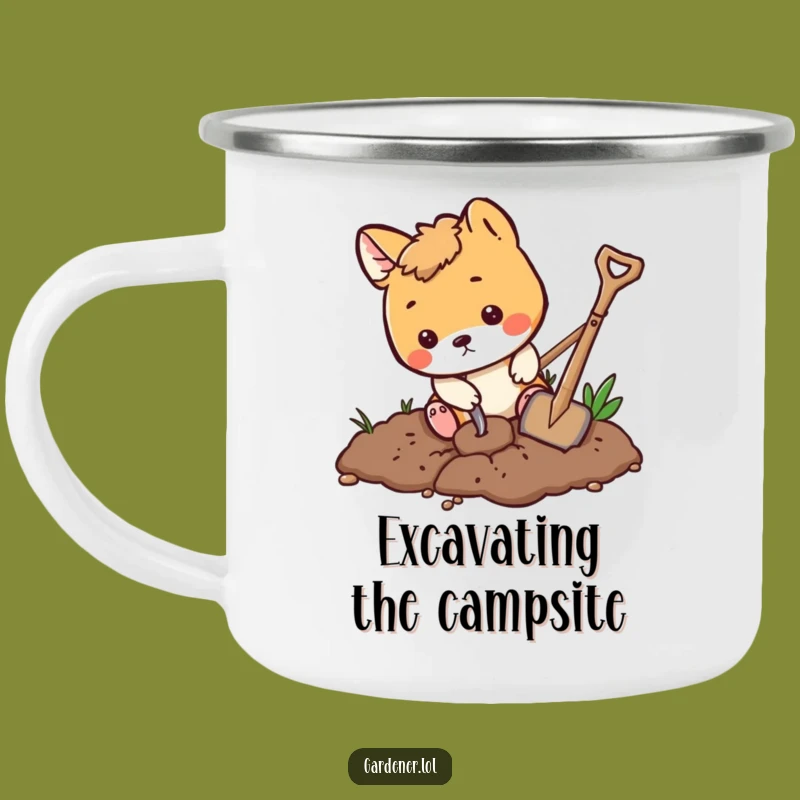 Funny Playful Animal Digging Camping Mug, Outdoor Adventure Drinkware