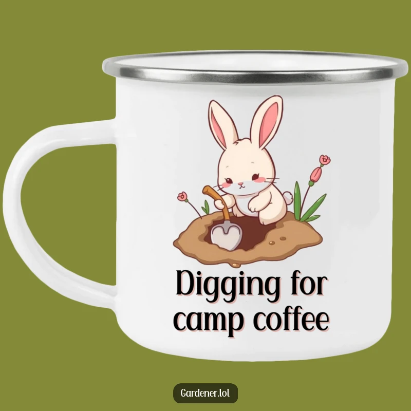 Funny Rabbit Digging Camping Mug: Outdoor Bunny Fun, Unique Funny Gift