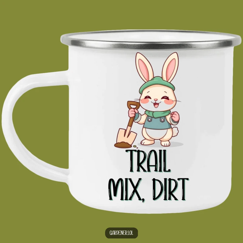 Funny Rabbit Gardener Camping Mug: Outdoor Digging Fun, Rugged Cup