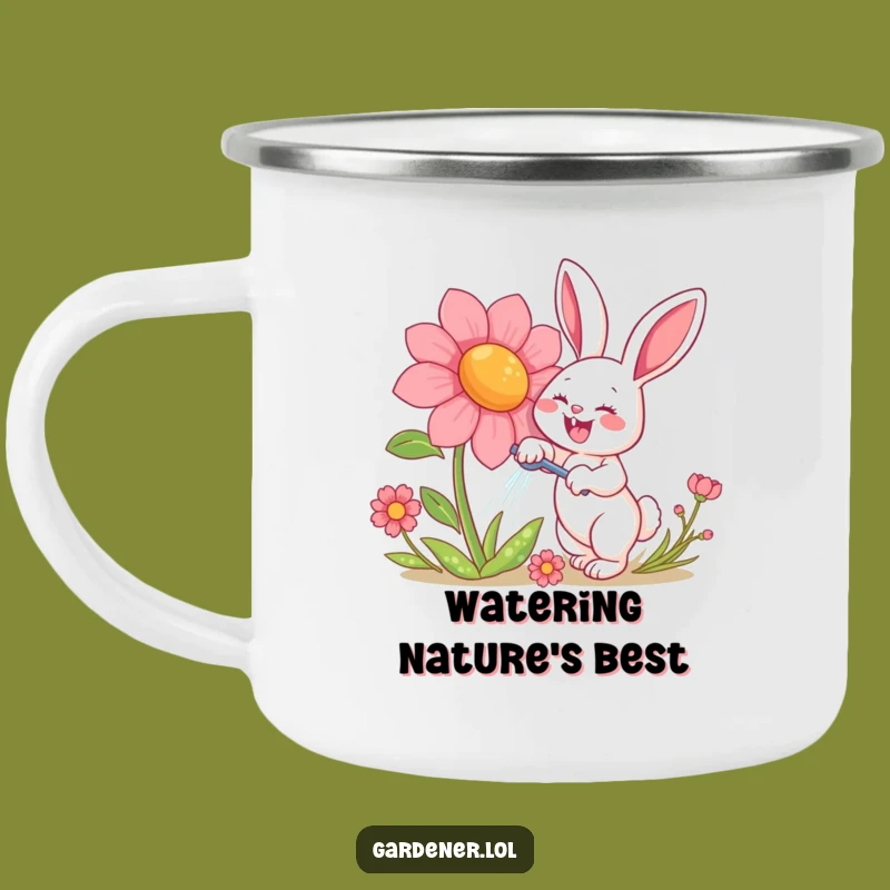 Funny Rabbit Watering Flower Camping Mug - Outdoor Hilarious Garden Companion Gift