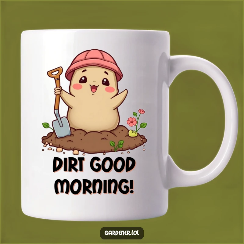 Funny Kawaii Mole Gardener Mug, Delighted Soil Surpriser, Gift for Diggers