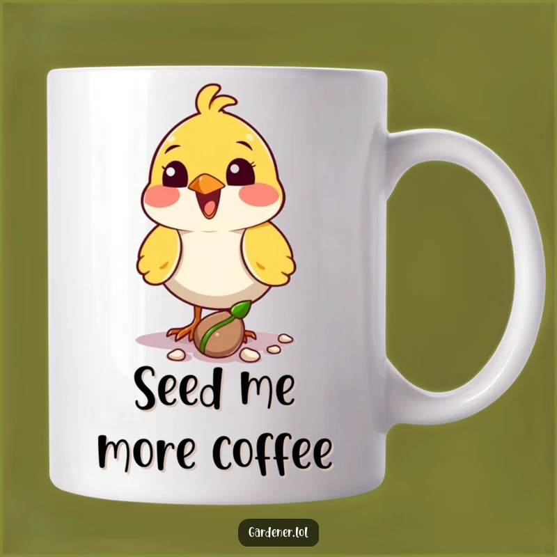 Funny Bird Planter Mug: Happy Sower, Tiny Seedling, Great Gift