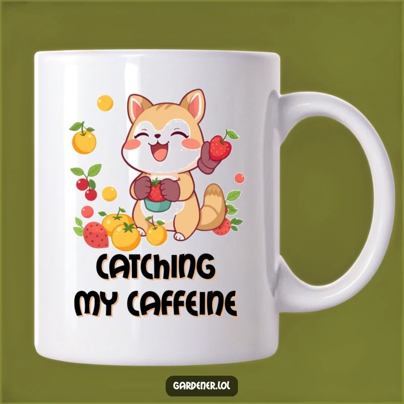 Funny Joyful Animal Catching Fruit Mug, Hilarious Harvest Gift