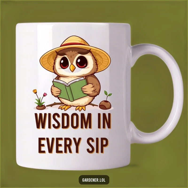 Funny Kawaii Owl Gardener Mug, Wise Reader Design, Perfect Gift for Book Lovers