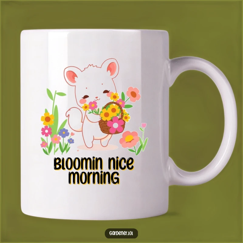 Funny Mug: Animal Gathers Flowers, Cheerful & Cute Gag Gift for Gardeners