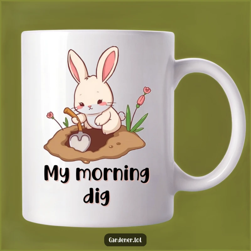 Funny Rabbit Digging Mug: Diligent Bunny Humor, Perfect Funny Gift