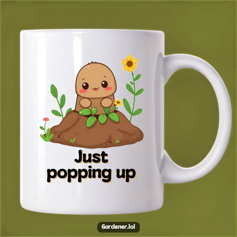 Funny Mole Gardener Mug: Curious Peeking Design, Hidden Humor, Perfect Gift