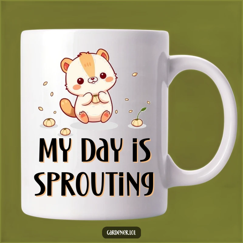 Funny Animal Seeds Mug: Cute Character's Playful Interaction Gift for Nature Lovers!