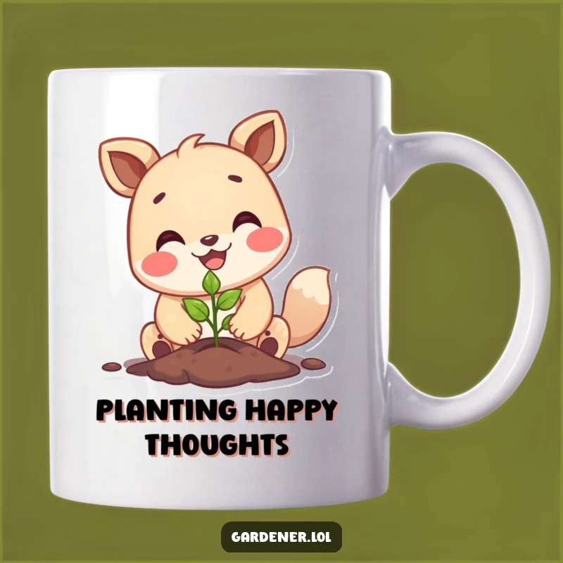 Funny Happy Animal Planting Seedling Mug, Joyful Gardener Gift