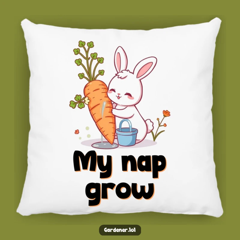 Funny Cute Bunny Pillow, Cozy Hilarious Gardener Throw Pillow