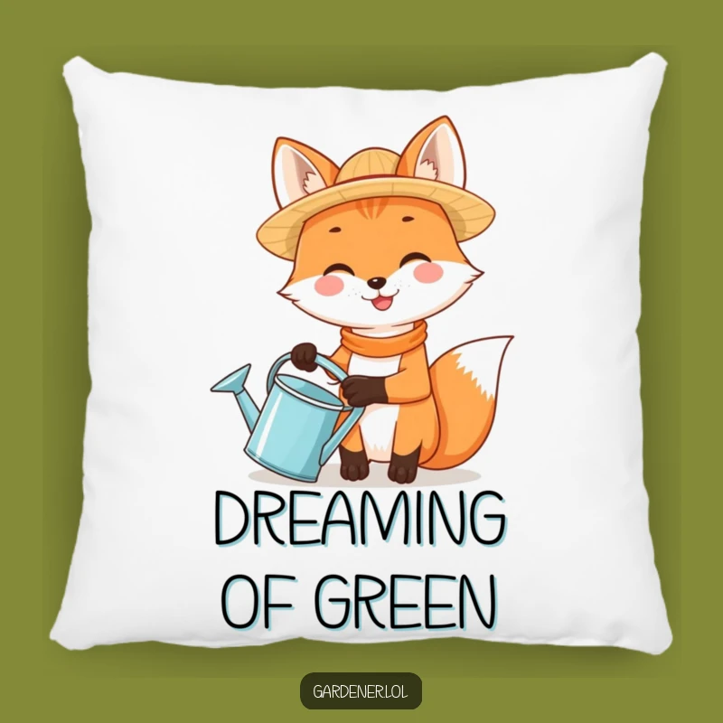 Funny Fox Gardener Pillow, Cozy Garden Accent Cushion