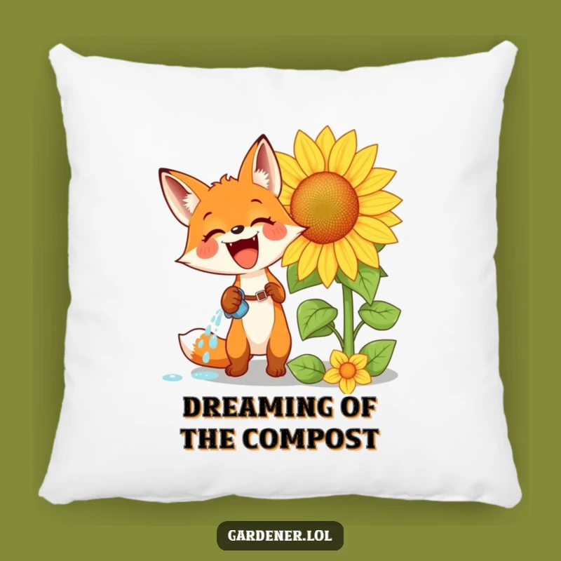 Funny Fox Sunflower Pillow: Adorable & Hilarious Decor for a Cozy Funny Gift!