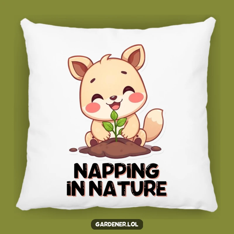 Funny Happy Animal Planting Pillow, Cozy Garden Accent