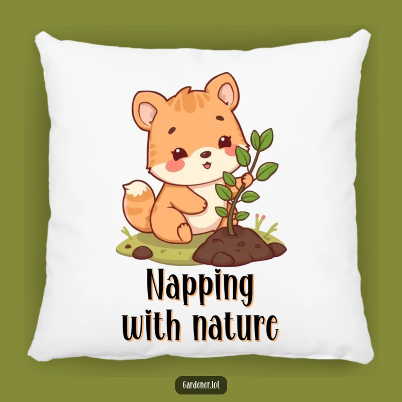 Funny Planting Sapling Pillow: Cute Animal's Happy Comfort, A Plush Funny Gift for Gardeners