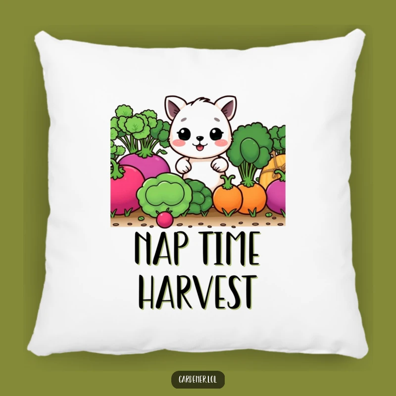 Funny Accent Pillow - Happy Animal Gardener, Cozy Funny Gift Pillow