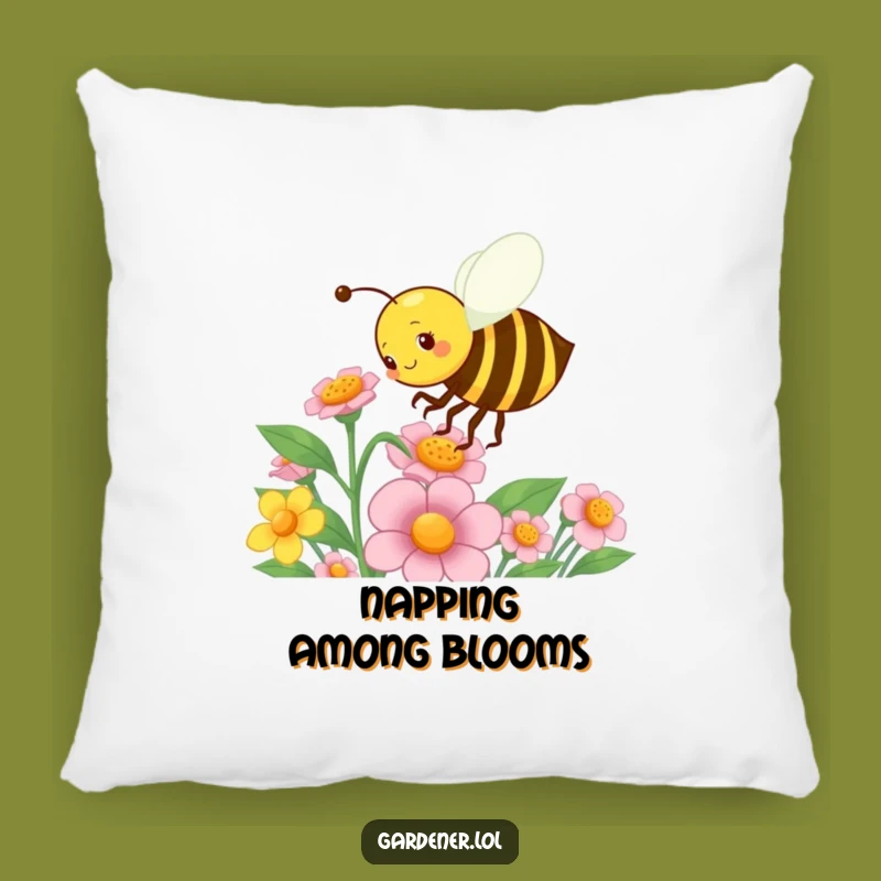 Funny Bee Gardener Pillow: Cozy Energetic Pollination Cushion