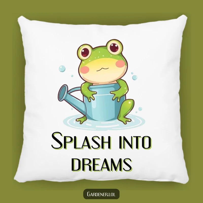 Funny Frog Watering Can Pillow: Cozy Splash of Comfort