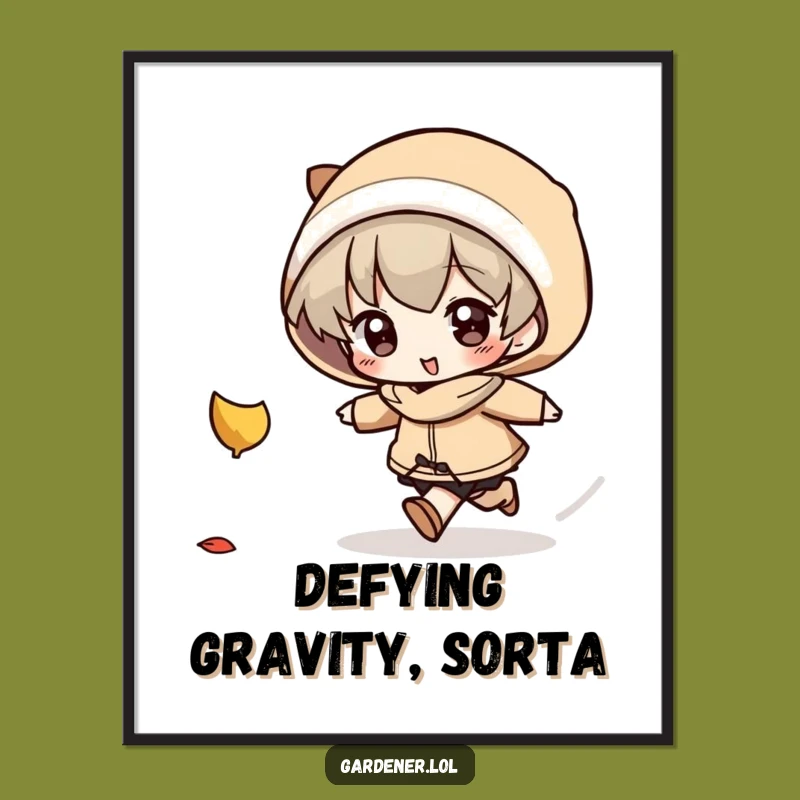 Funny Autumn Digital Print: Add Playful Fall Vibes with This Hilarious Leaf Chaser Art