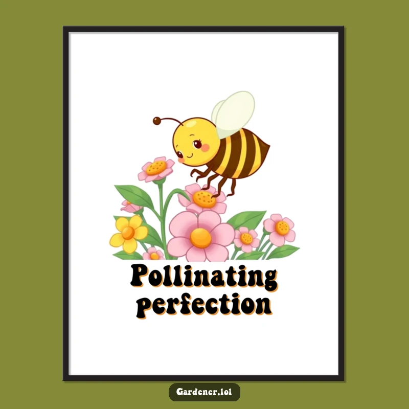 Funny Bee Gardener Digital Art: Energetic Pollination Art