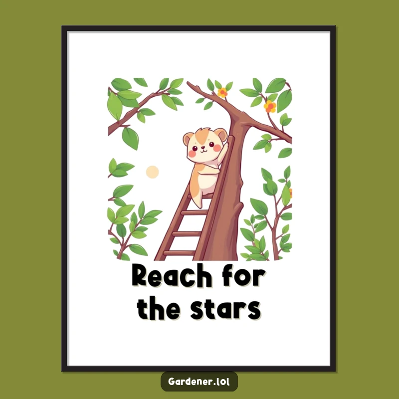 Funny Determined Animal Climbing Digital Art, Instant Motivational Decor