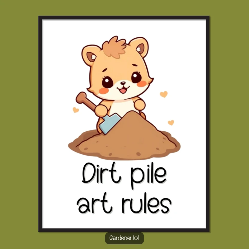 Funny Dirt Shoveling Animal Digital Print: Instant Cheerful Wall Art for Laughs