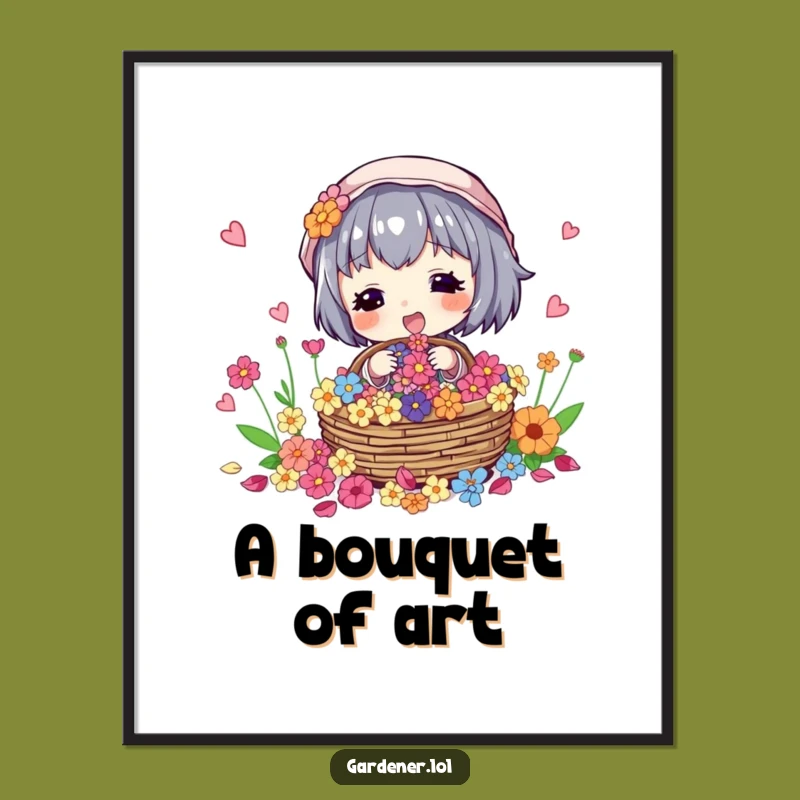 Funny Flower Collector Digital Print: Instant Nature Art