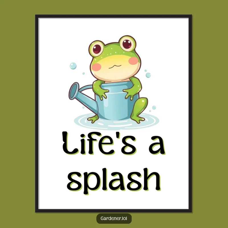 Funny Frog Watering Can Digital Art: Instant Playful Decor