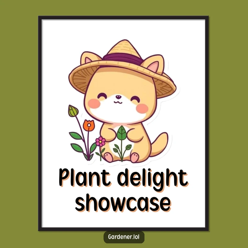 Funny Garden Hat Animal Digital Print: Instant Cheerful Wall Art for Smiles