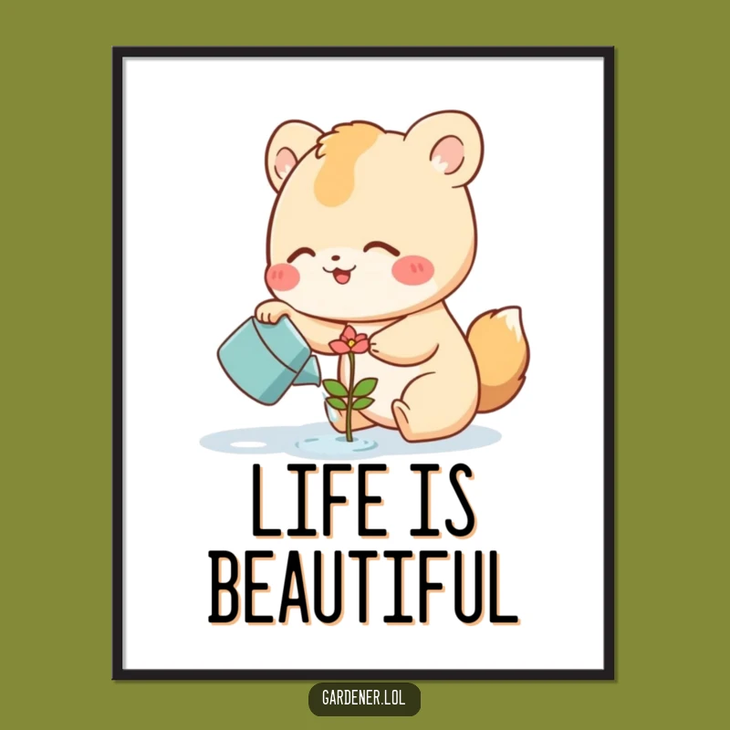 Funny Gardener Animal Digital Art Print: Bring Joyful Nature Vibes to Your Decor!