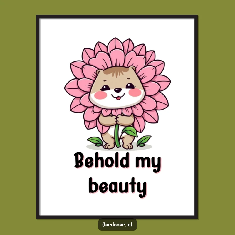 Funny Gardener Flower Digital Art: Cheerful Bloom Print, Instant Gift