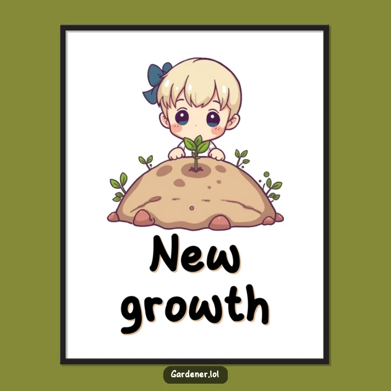 Funny Sprout Art Print: Admiring Gardener, Instant Funny Gift