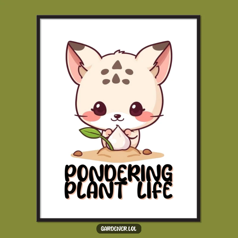 Funny Sprouting Seed Peek Digital Art: Cute Animal's Growth Fascination, A Whimsical Funny Gift for Walls
