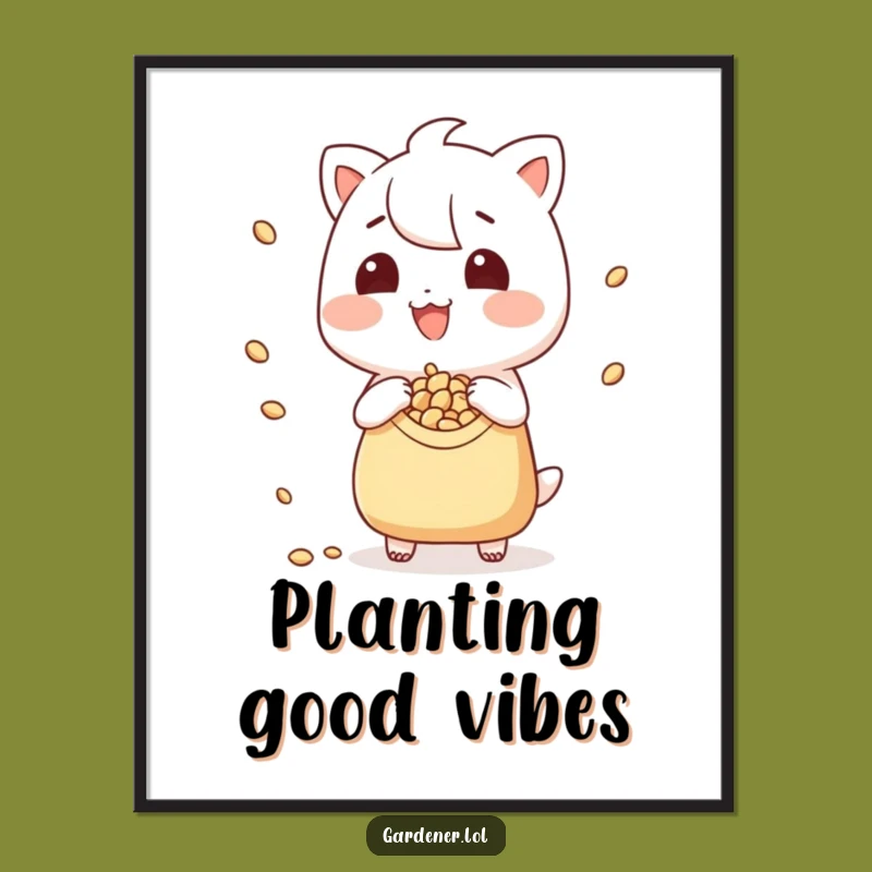 Funny Wall Art - Playful Seed Scattering Character, Instant Funny Gift Download