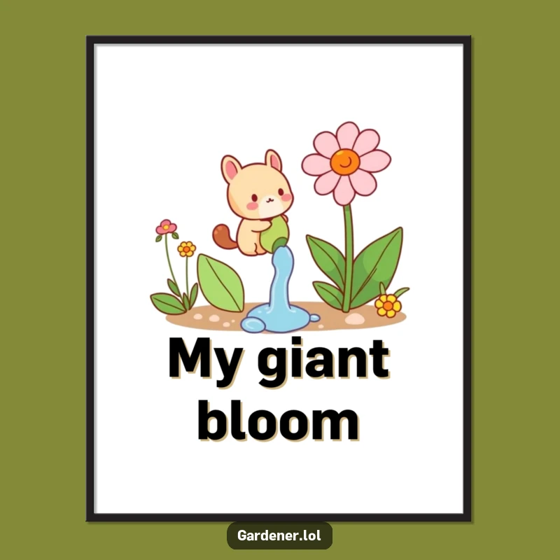 Funny Animal Watering Digital Art: Instant Garden Charm, a Ready-to-Print Hilarious Gift