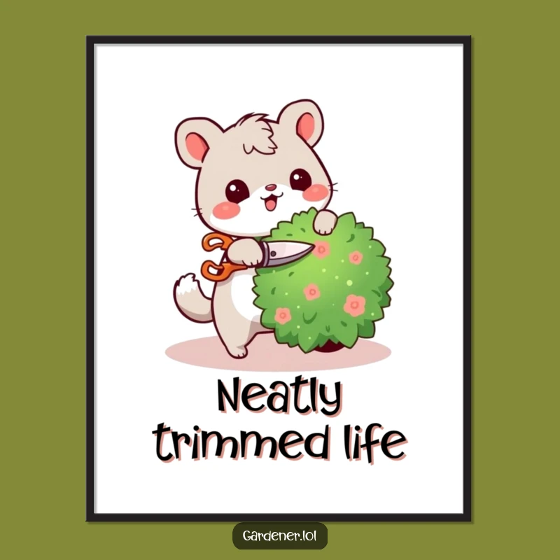 Funny Garden Pruner Digital Art: Cute Animal Shears Wall Decor Gift