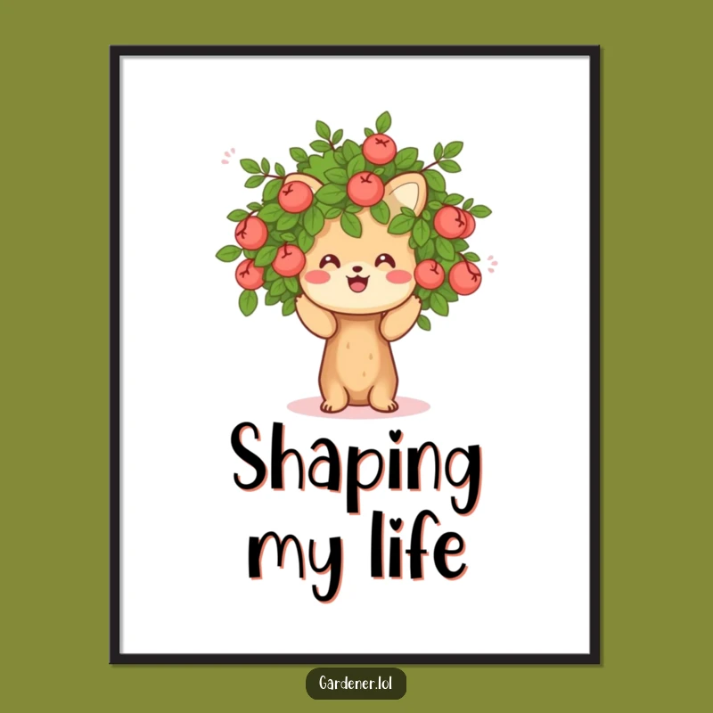 Funny Pruning Animal Print: Cheerful Gardener Wall Art Gift