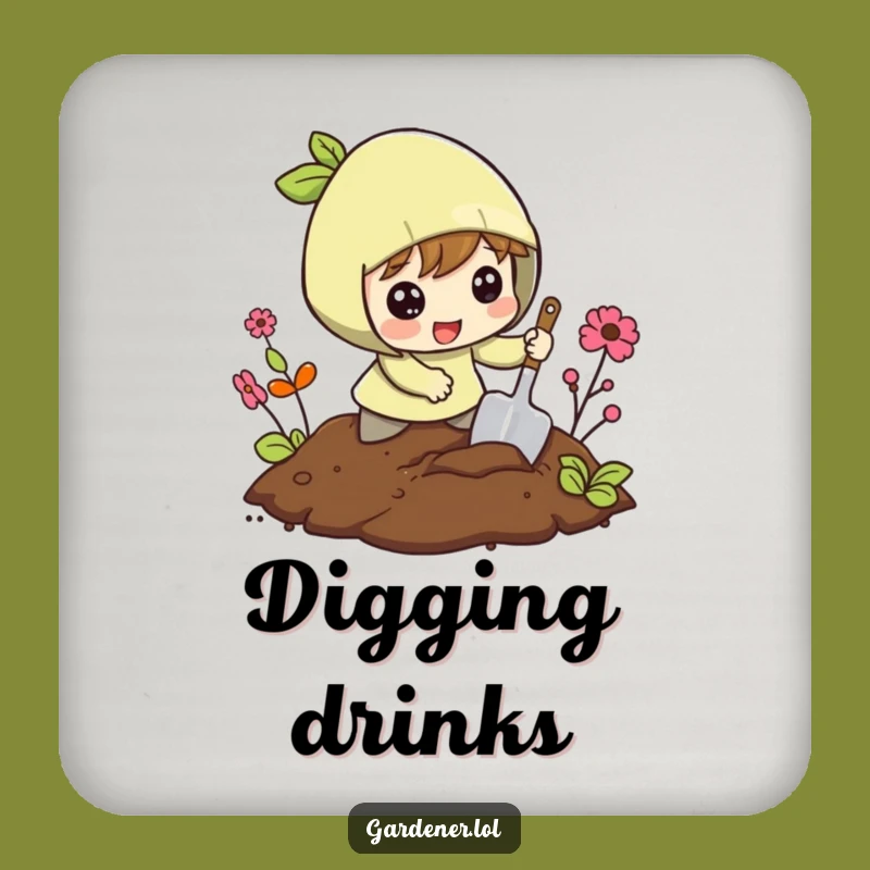 Funny Soil Coaster: Excited Character Digging, Humorous Table Protector